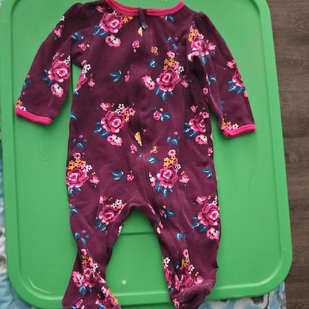Wonder Nation Floral Kids Footie - Purple and Pink
